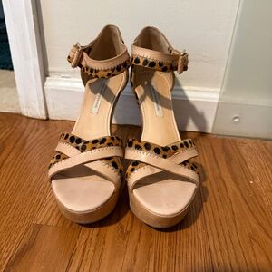 Diane Von Furstenberg Platform Sandals - Spotted Calf Hair / Leather - Women 9.5